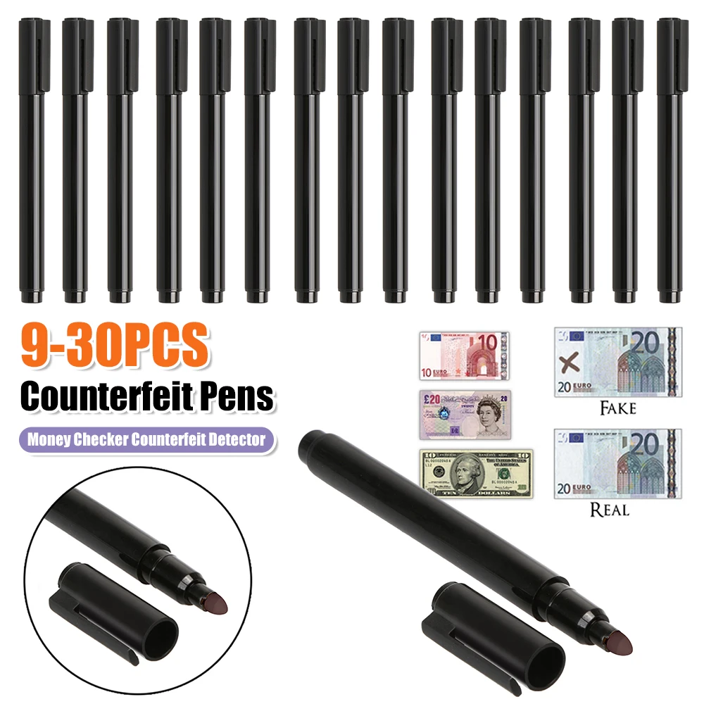Black Plastic Counterfeit Bill Detector Pocket Size Fake Money Checker Portable Counterfeit Pens for Money Test