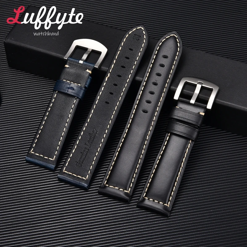 Модный мужской ремешок для часов из масляной восковой кожи 20 мм 22 мм, удобный ремешок для часов из натуральной кожи в стиле ретро, аксессуары для часов