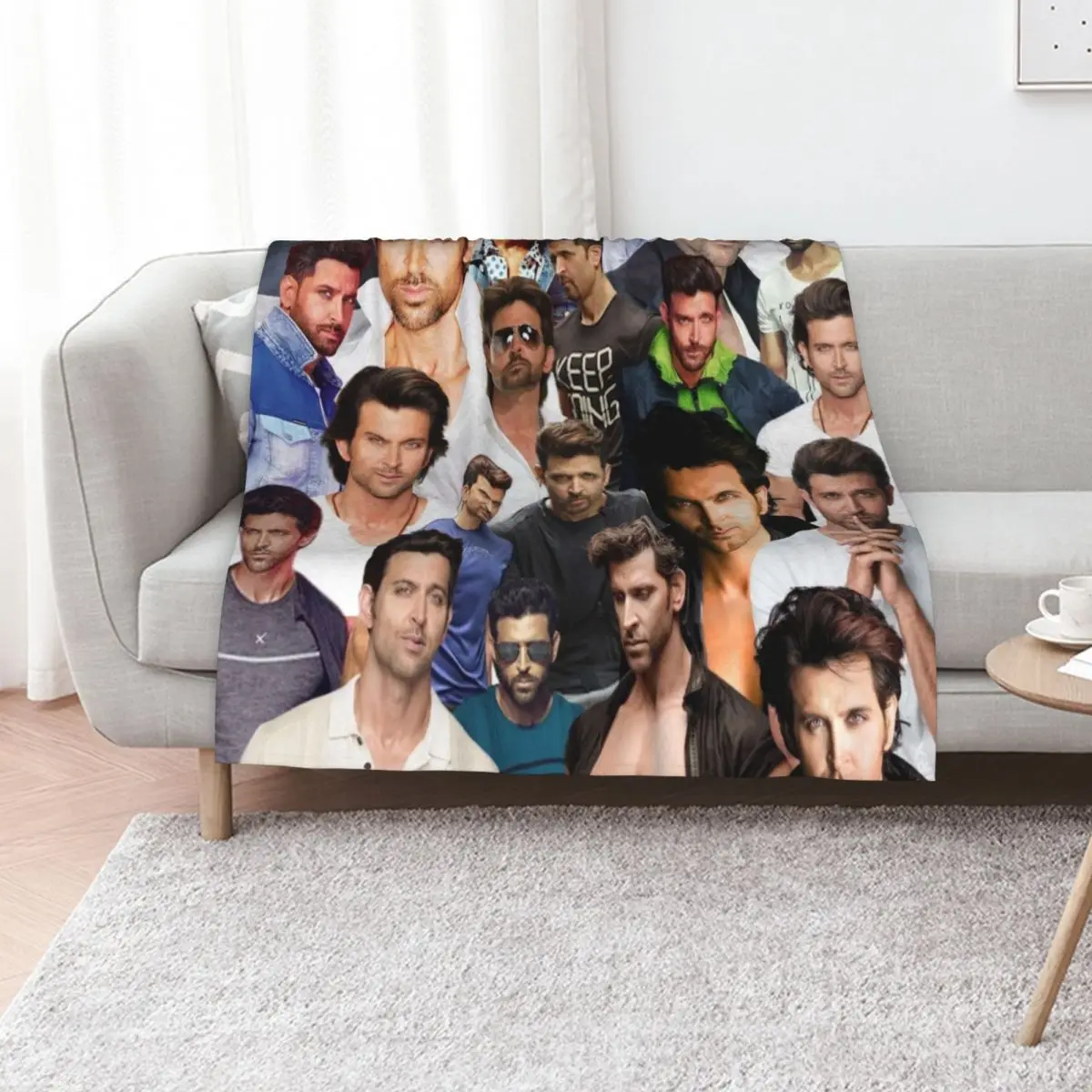 

Hrithik Roshan photo colllage Throw Blanket Soft Thermal Personalized Gift Hairy Blankets