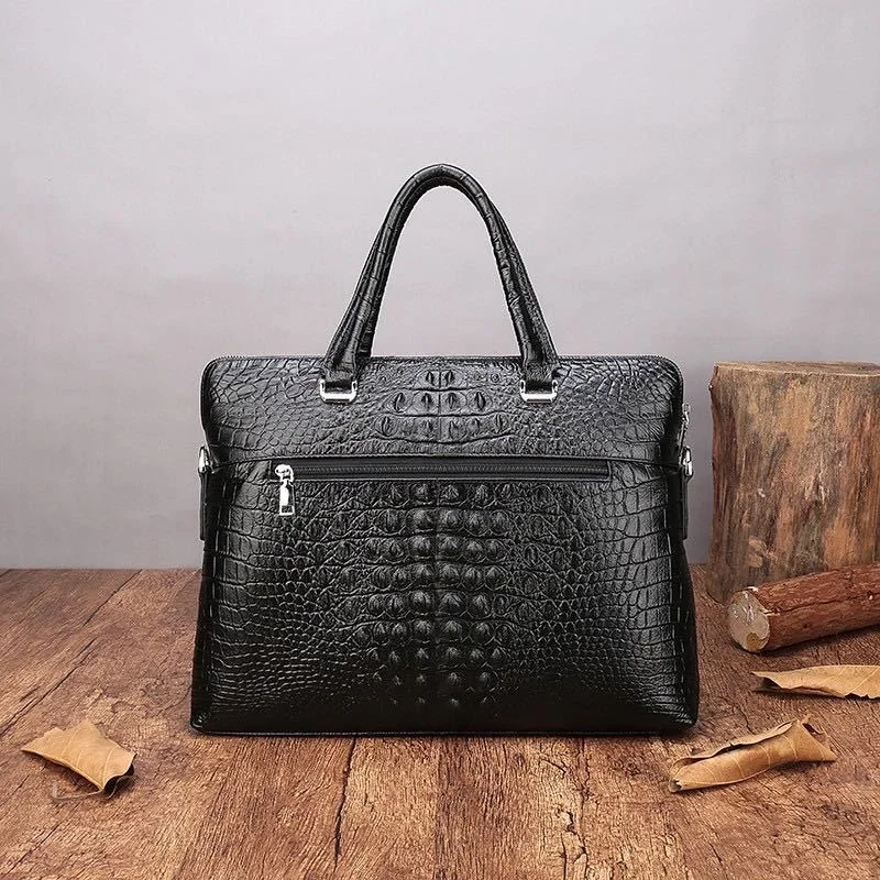 Sac à Main en Cuir group à Motif de Crocodile pour Homme d'Affaires, Étui à Bombes, Double Fermeture Éclair, Sacoche de Luxe pour Ordinateur Portable