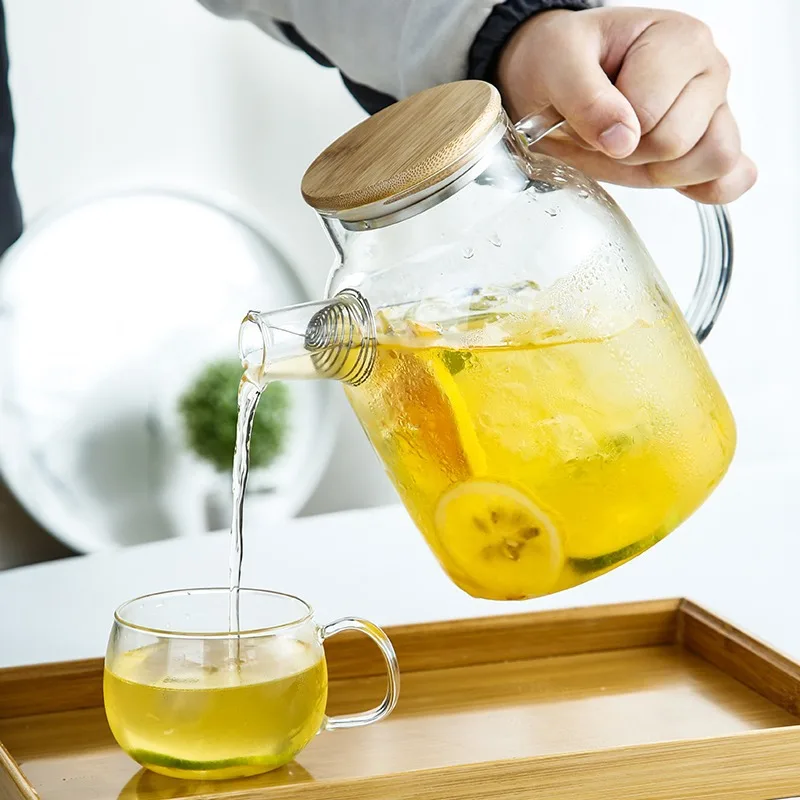 1L/1.8L Borosilicate Glass Teapot Large Capacity Heat Resistant Tea Pot Flower Tea Puer Juice Kettle Office Home Water Kettle