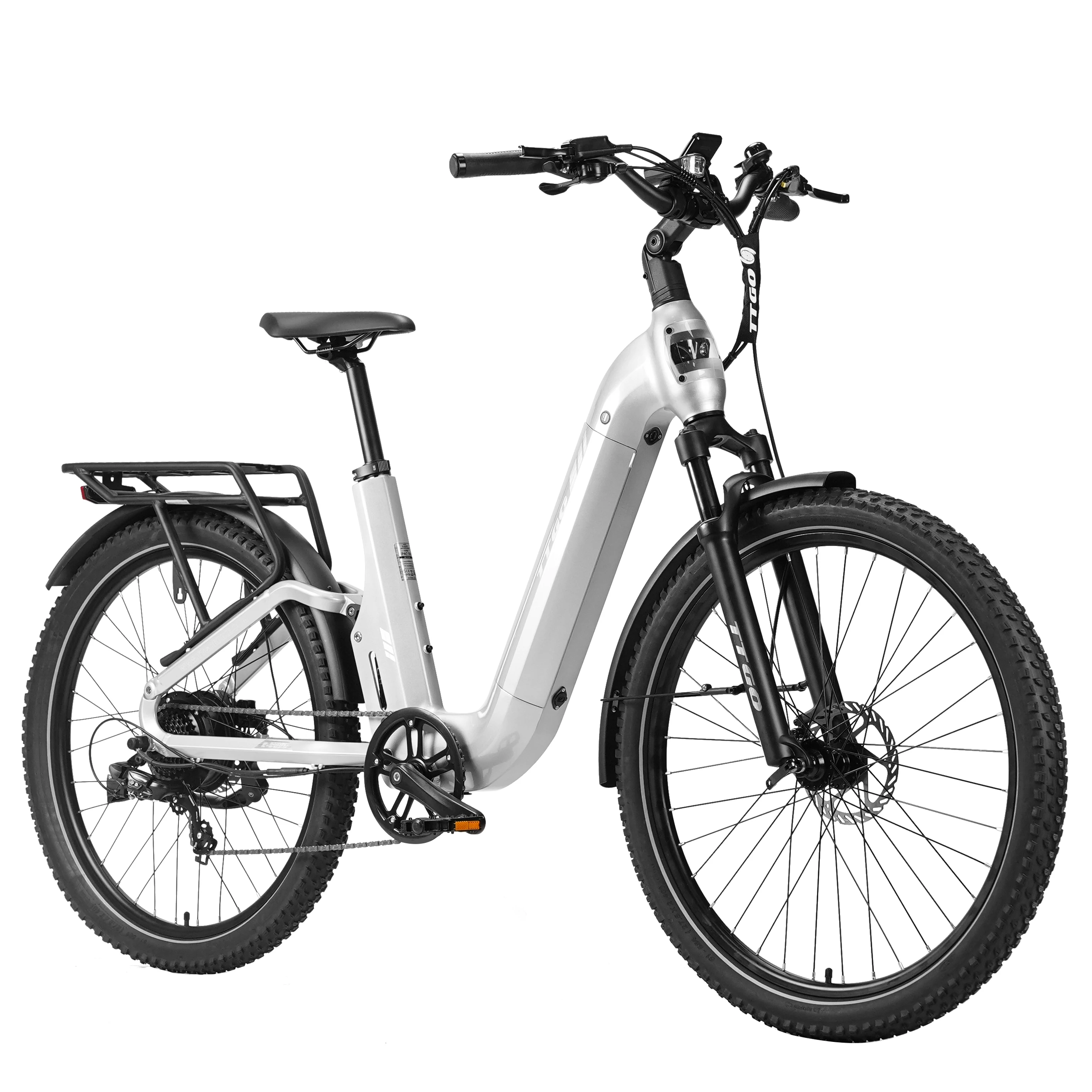 Elektrofahrrad für Erwachsene, stoßdämpfendes City-E-Bike, 27,5 Zoll, 48V 15Ah, herausnehmbarer Akku, 250W Motor, 70Nm Drehmoment, Vorderradaufhängung, LCD-Display, 25 km/h, 100-120 km Reichweite mit