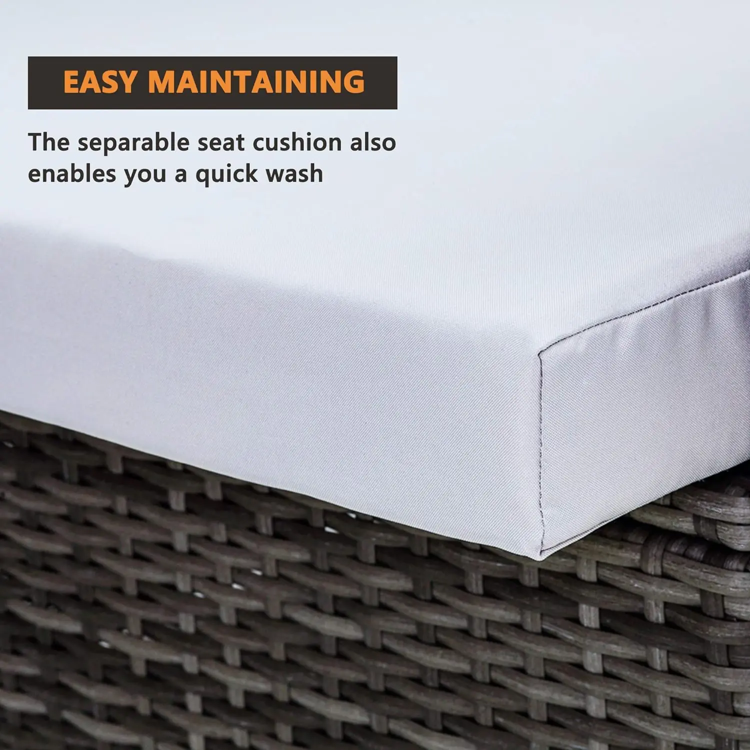 All-Weather Wicker Patio Móveis Sets, Outdoor Rattan sofá secional, cadeira com almofadas e mesa de café, 4 PCs