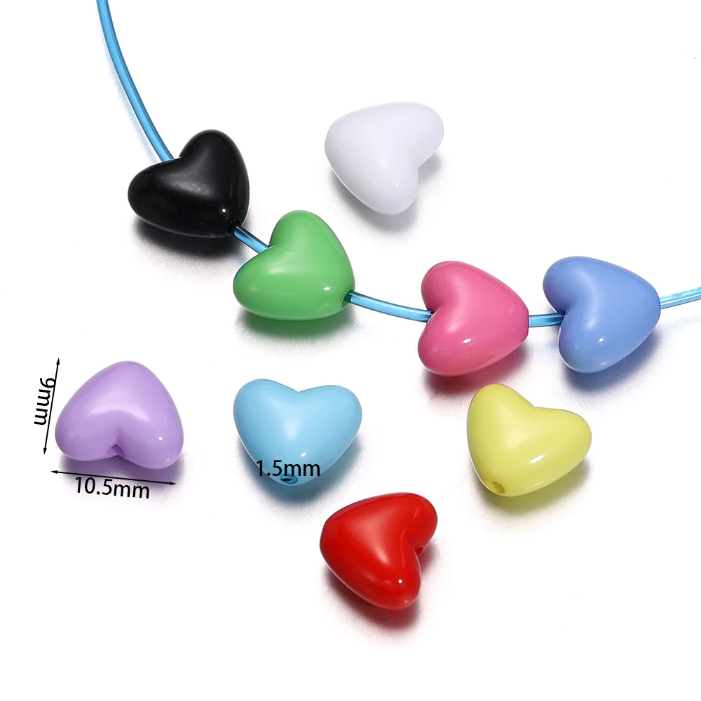 50pcs/Lot Heart Shape Acrylic Loose Spacer Beads for DIY Bracelet Necklace Jewelry Making Accessories Supplies Wholesale