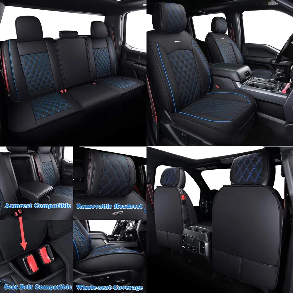 

Полный комплект чехлов на автомобильные сиденья Custom Fit 2009-2025 Ford F150 Crew Cab, 2017-2025 F250 F350 F450 Super Duty Pick-up Truck, Automotive