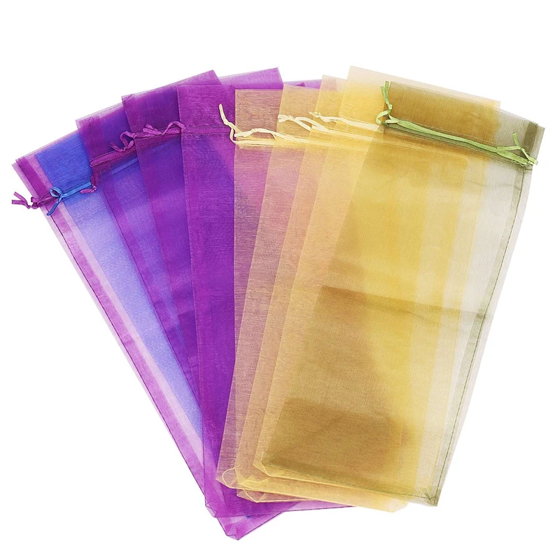 10 X Sheer Organza Wine Bottle Gift Bags For Present Weddings Party