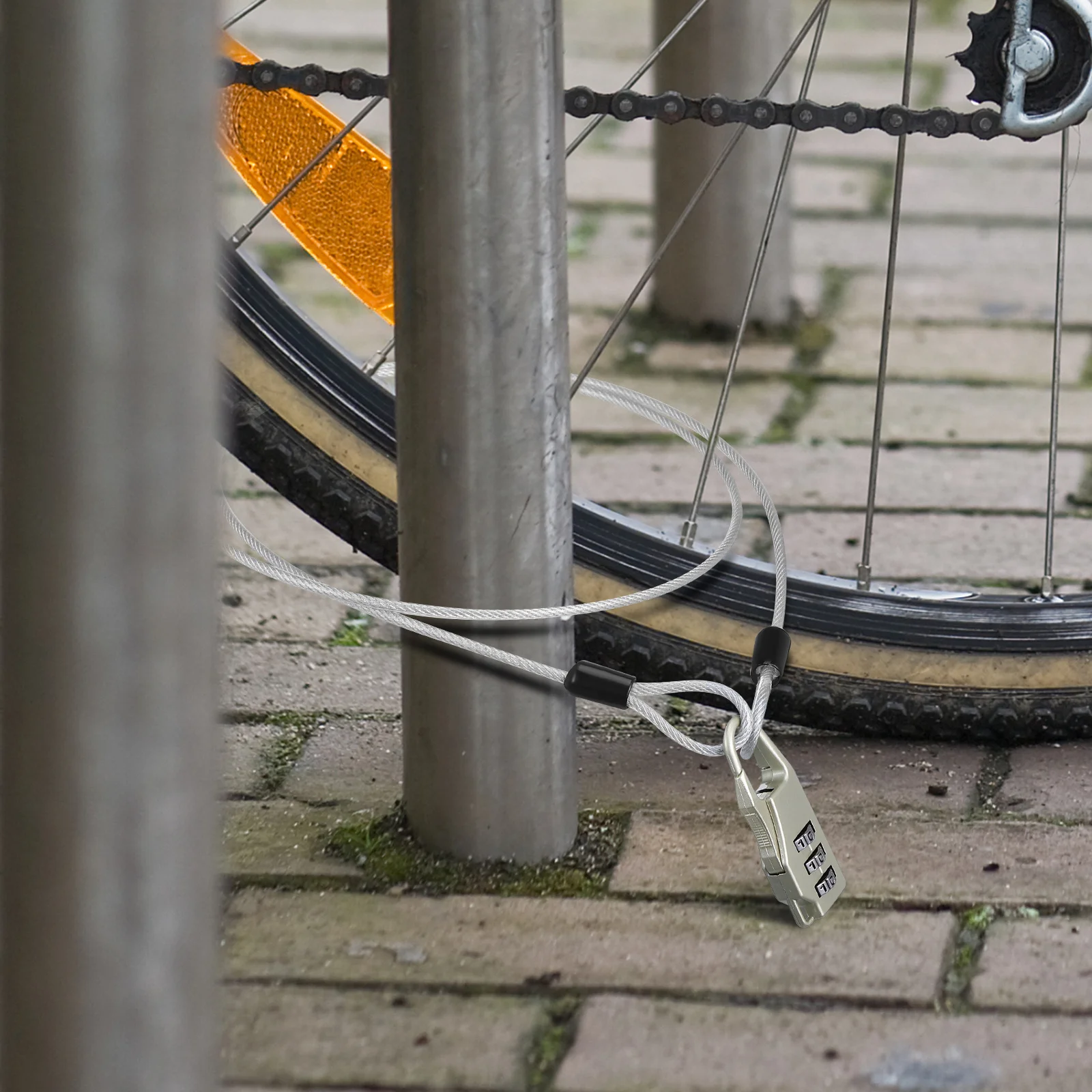 

Heavy Duty 304 Stainless Steel Cable Lock with Dual Loops for Gates Fences Bikes Luggage Coated Wire Security Lock