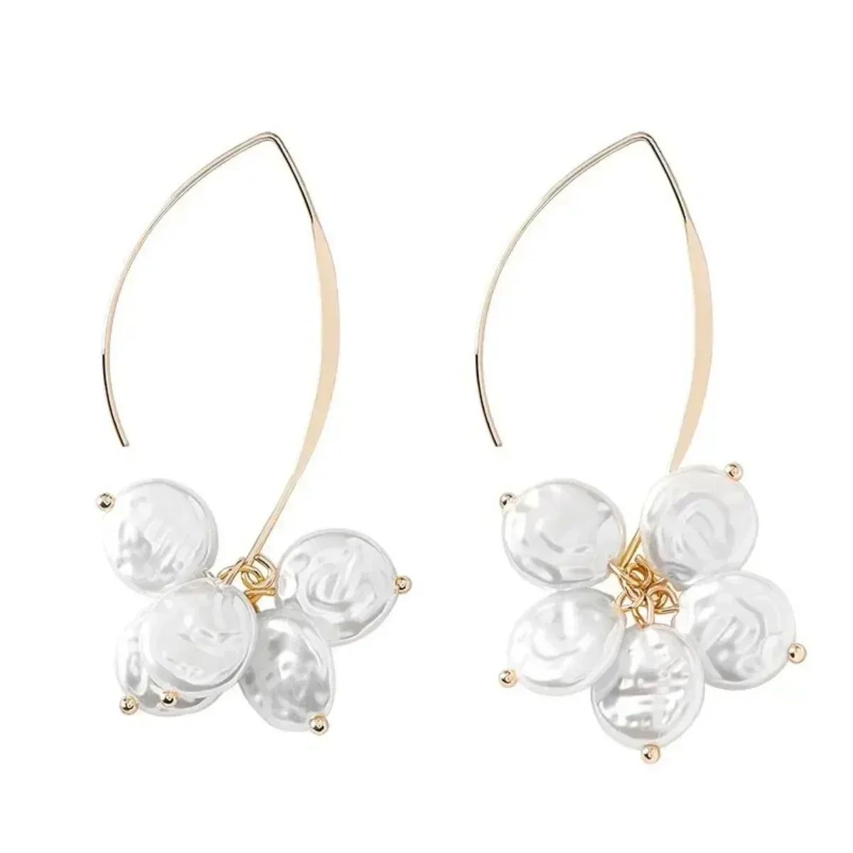 New Baroque Pearl Drop Earrings - Vintage Geometric Pendant Jewelry for Women, Elegant Bridal Wedding Gift