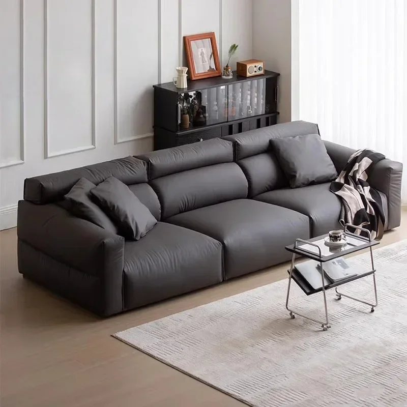 Leather sofa Italian minimalist first layer cowhide