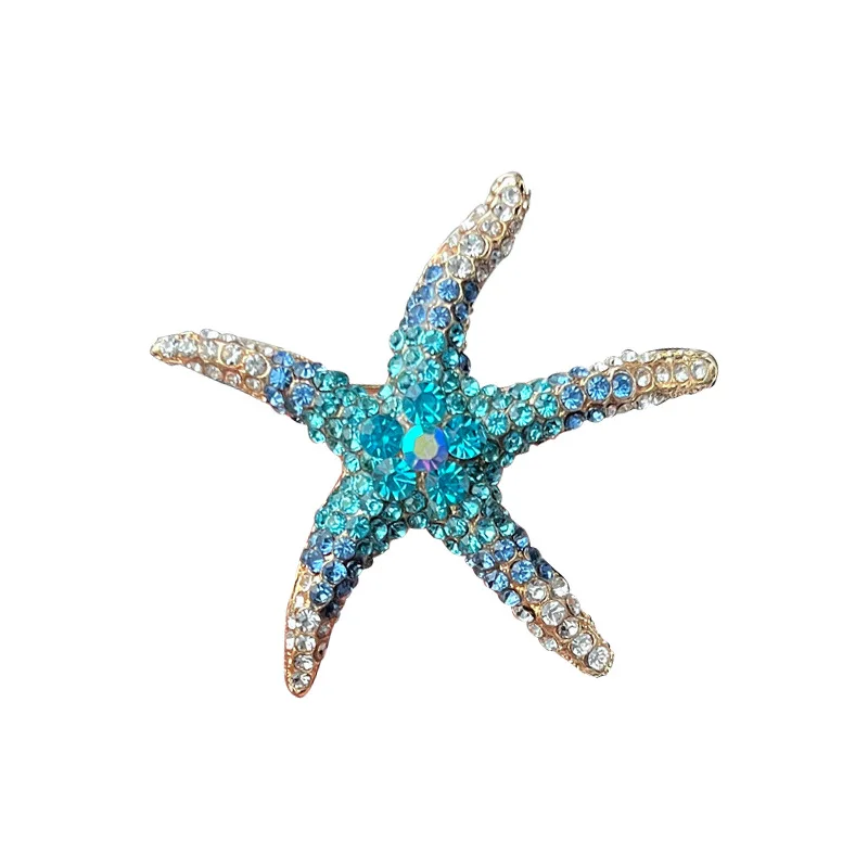 1Pc Delicate Starfish Brooch for Men Women Retro Sea Star Inlaid Zircon Brooches Pins Jewelry Accessories Party Gifts 2024 Trend