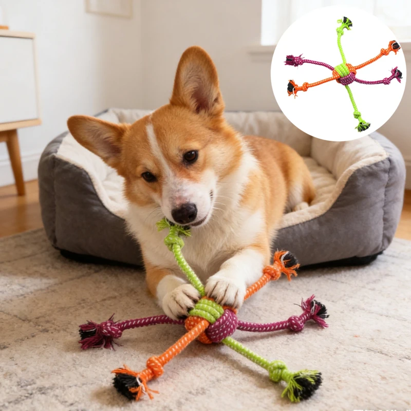 Dog Chewing Toy Pet Molar Bite-resistant Cotton Rope Knot for Dog Puppy Durable Teeth Cleaning Interactive Toy Pet Supplies