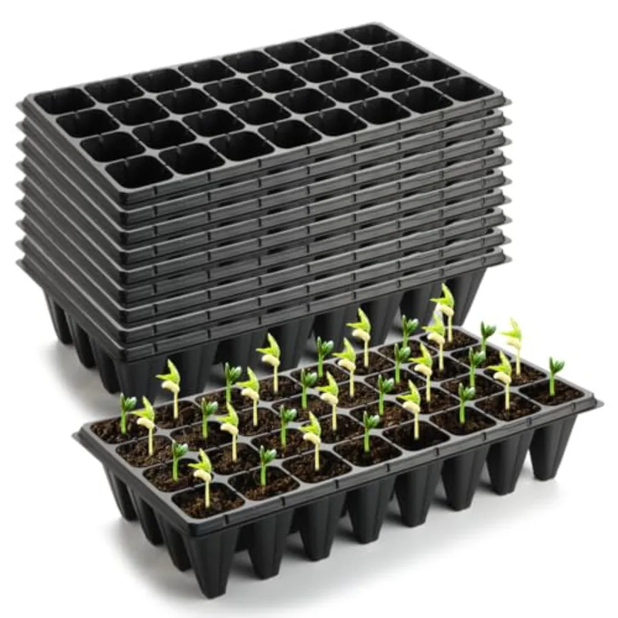 

Набор из 10 поддонов для рассады на 32 ячейки - Углубленные пластиковые поддоны для питомников глубиной 4,33 дюйма (11 см), размер 20 x 10 дюймов (50 x 25 см), подходят для стандартных лотков 1020.