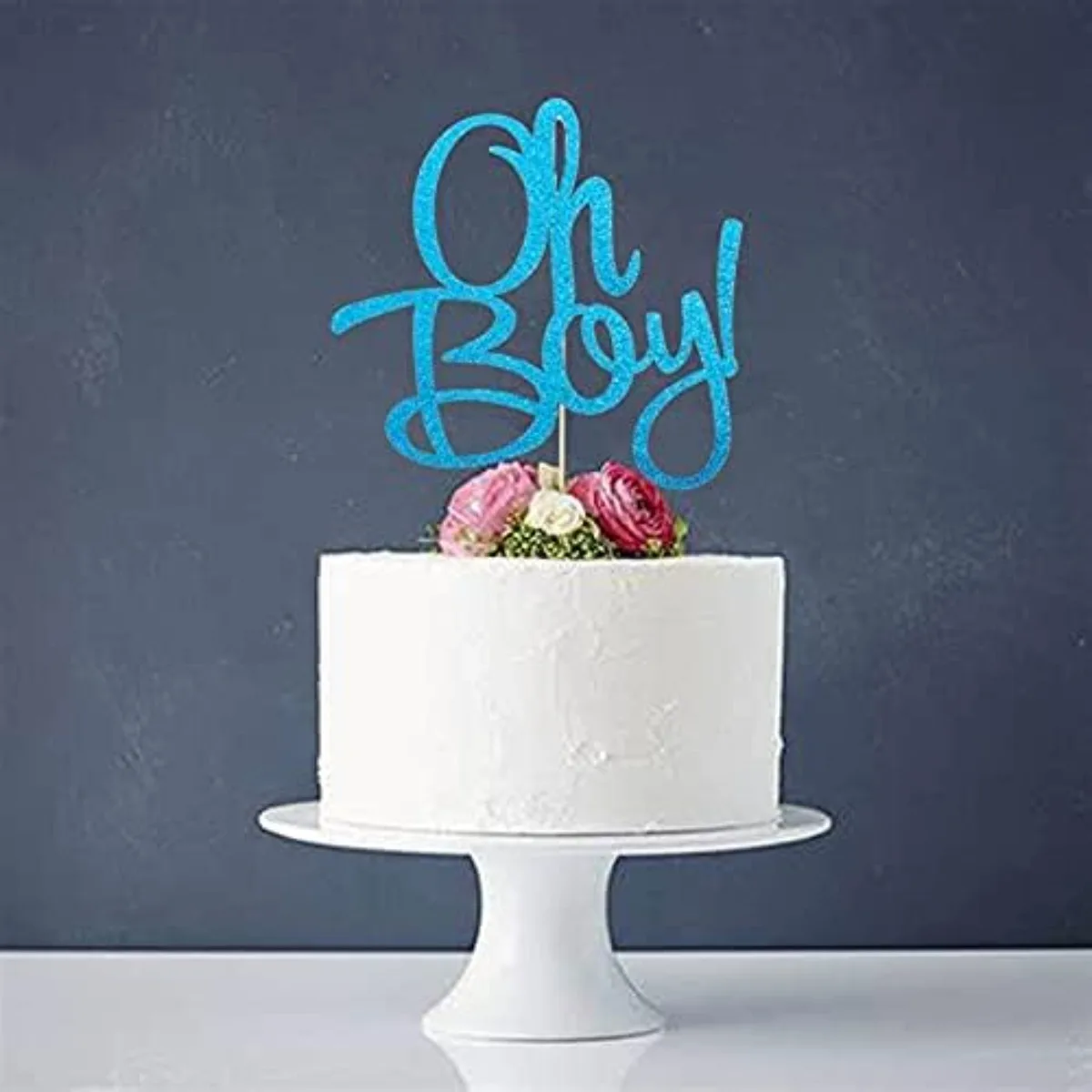 عبوة واحدة من قطعة علوية للكيك باللون الأزرق أوه بوي، قطعة علوية لتزيين حفلات كعكة استحمام الطفل من أجل It'a A Boy Baby Boy #3