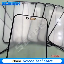 5Pcs Screen Front Outer Glass + OCA for iPhone X Xs Xr 11 12 13 14 Pro 15 Pro Max 15 Plus Screen Touch Panel Glass Hollow Lamina