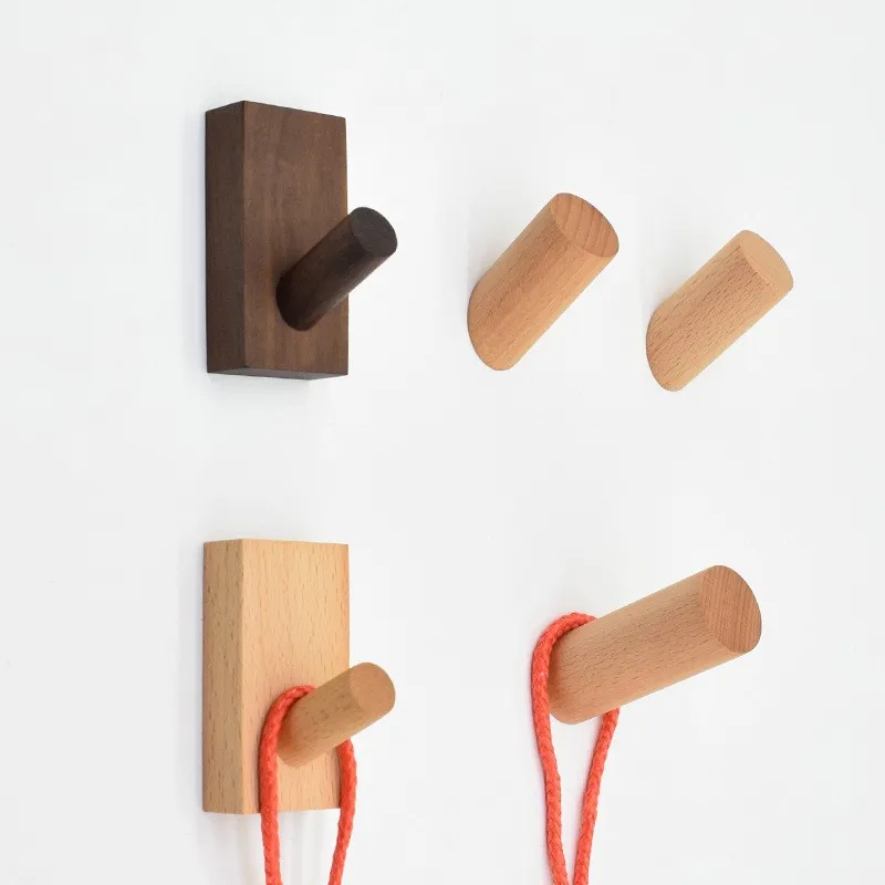 Nordic Wood Clothes Hanger Wall Mounted Coat Hook Decorative Key Holder Hat Scarf Handbag Storage Hanger Bathroom Rack Hook