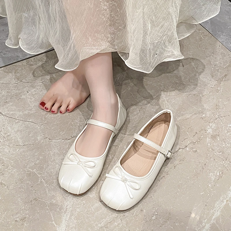 

Women's Mary Jane Shoes Designer Butterfly-knot Buckle Summer Shoes Ladies Eelgant Dress Ballet Shoes
