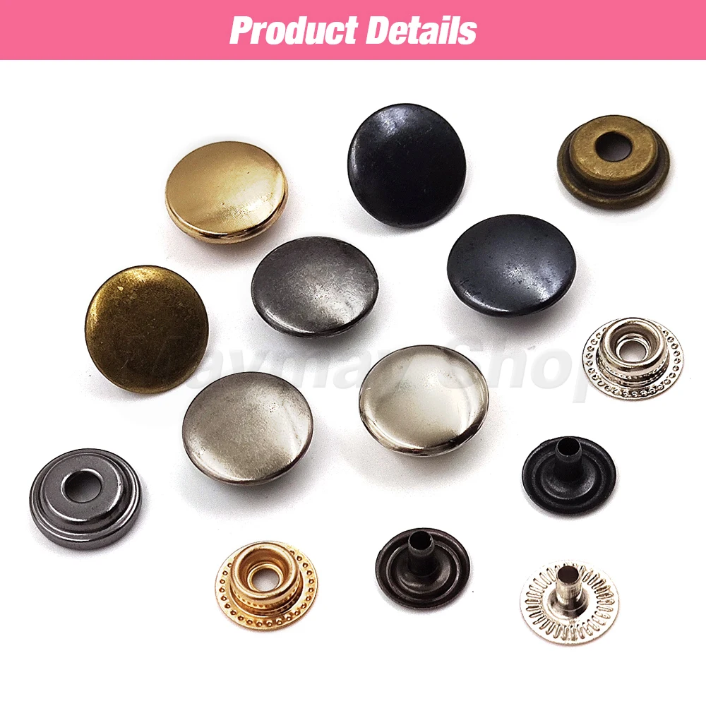 25Sets 201/203 Metal Snap Fasteners Snaps Button Press Studs Sewing Button For DIY Coat Clothes Garment Bag Shoes Leathercraft