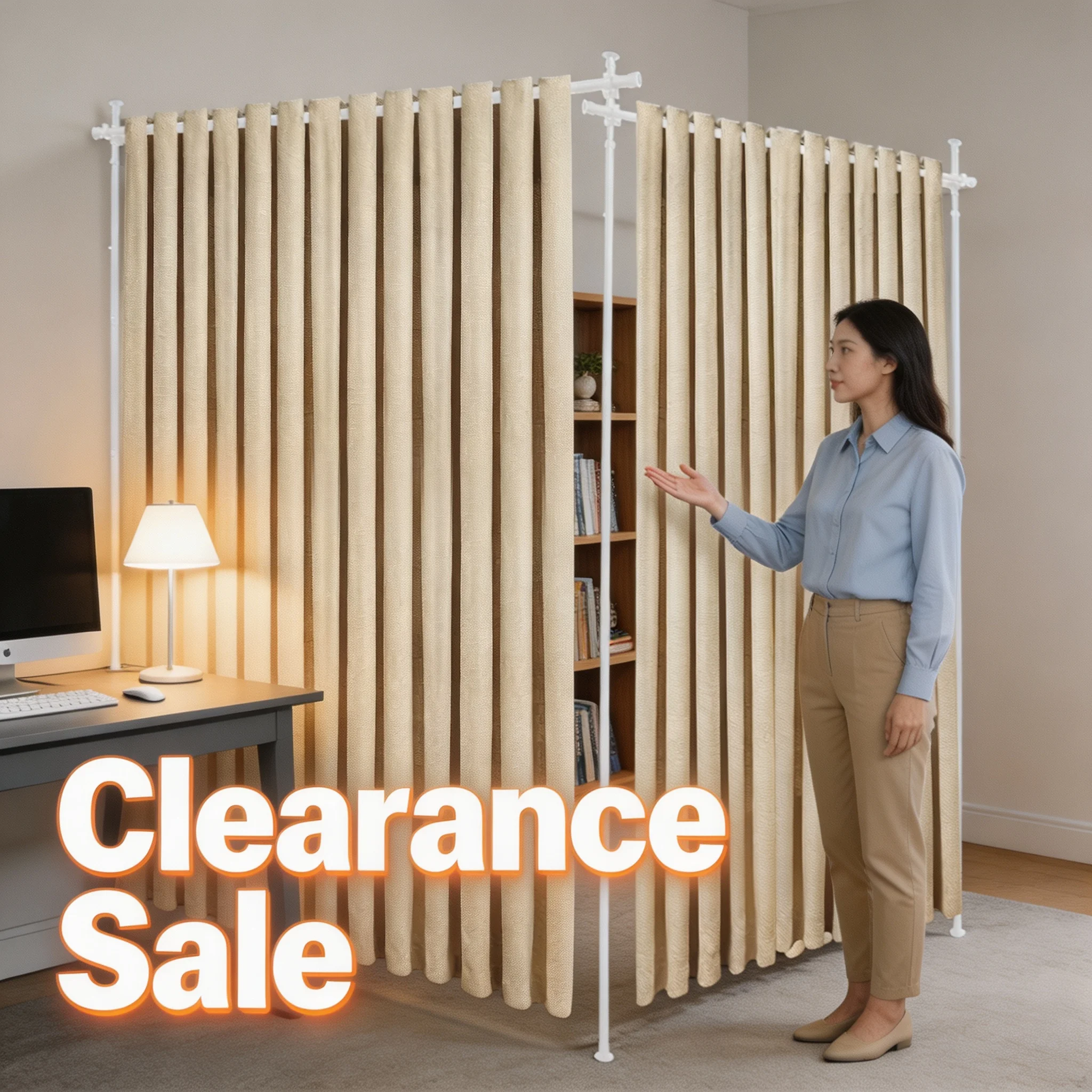 Support de rideau double extensible, barre de rideau séparatrice de pièce, support de rideau vertical réglable en hauteur et en longueur, protection de l'intimité pour balcons, patios, salles de bain