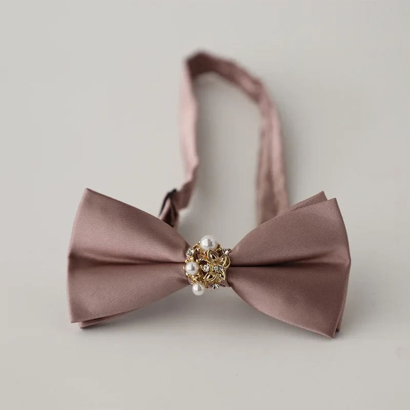 Formal Double Tie Pearl Flower Adjustable Men's British Business Groom Best Man Wedding Dress Suit High End Accessories Gifts