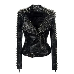 2025 Leopard Zipper Design Women's Belted Faux Leather PU Biker Moto Jacket Biker Fall and Spring Casual Coat