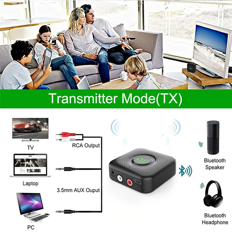 2-in-1 Bluetooth Adapter Bluetooth AUX 3D Stereo Wireless 3,5 mm Adapter für TV PC Auto Audio Lautsprecher