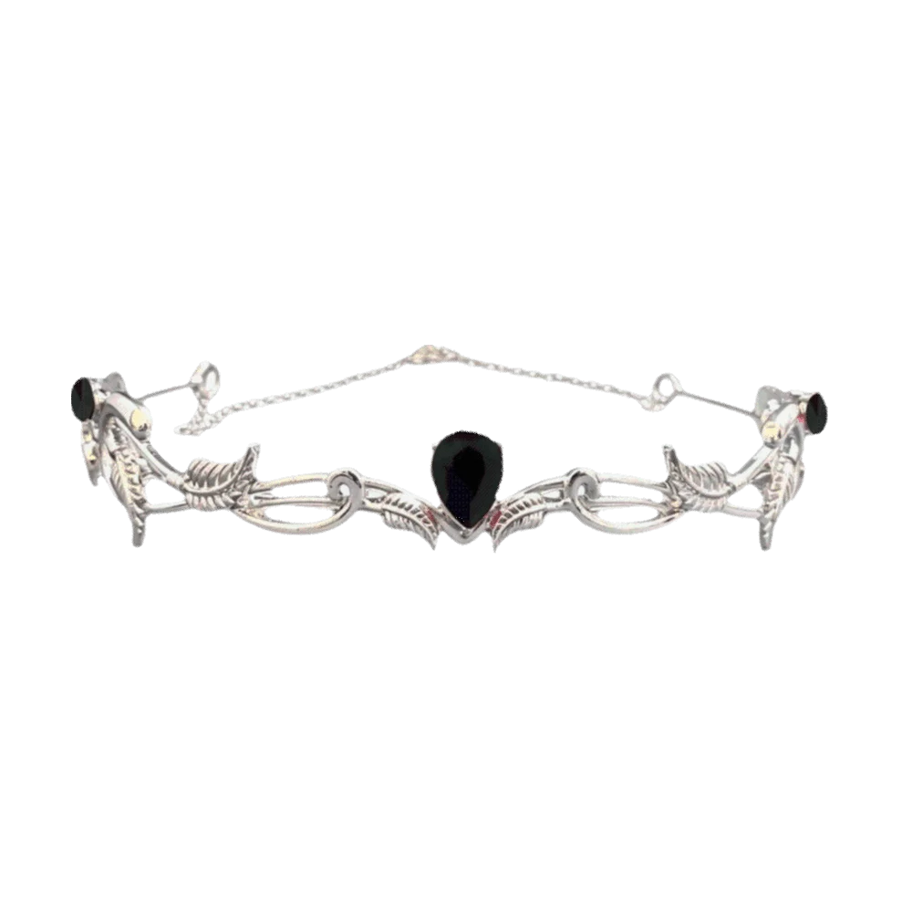 Alloy Tiara Headband Hollow Carved Medieval Leaf Vine Headpiece Adjustable Teardrop Rhinestone Inlay Forehead Headpiece Wedding
