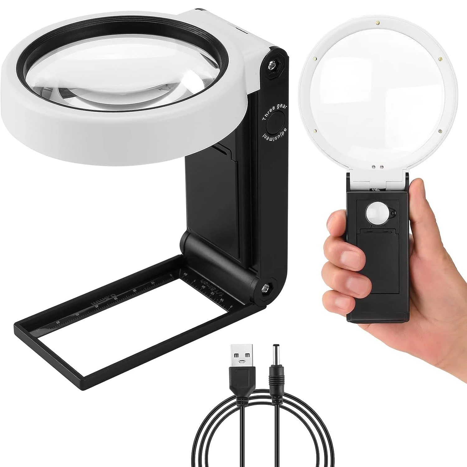 Magnifying glass with light 10X 25X scope Magnifier for electronics watchmaker Jeweler large mirror Reading Magnifying glass