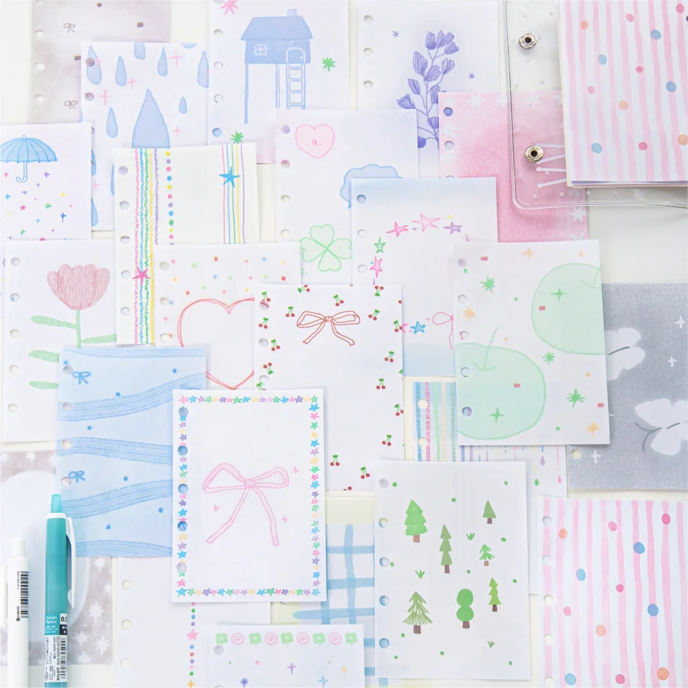 Card Lover 50 Pcs [Pure Love Heart Series] Salt Based Basic Handmade Tent Collage Material Paper White Cowhide Scrapbook Kit