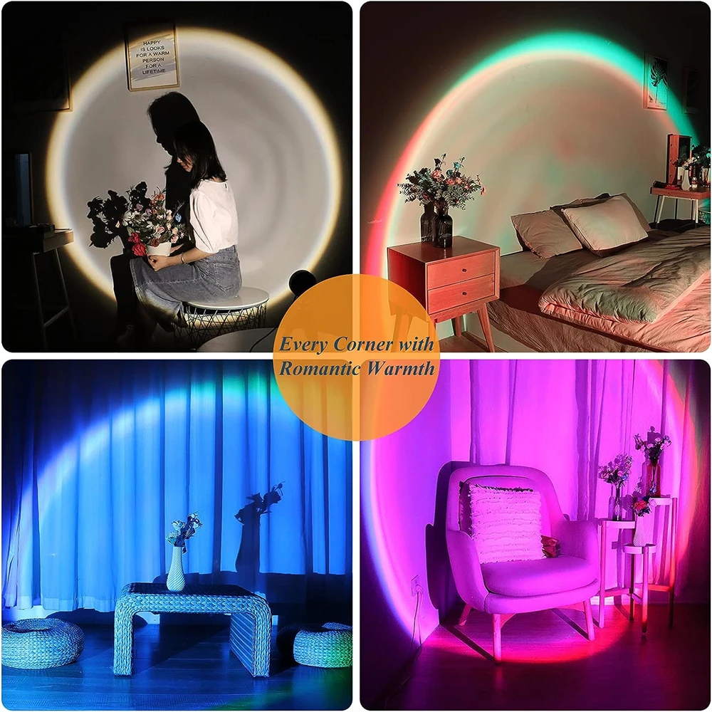 Sunset Lamp Projection Led Lights with Remote, 16 Colors Night Light Rainbow 4 Modes Setting for Photography/Selfie/Party/Home