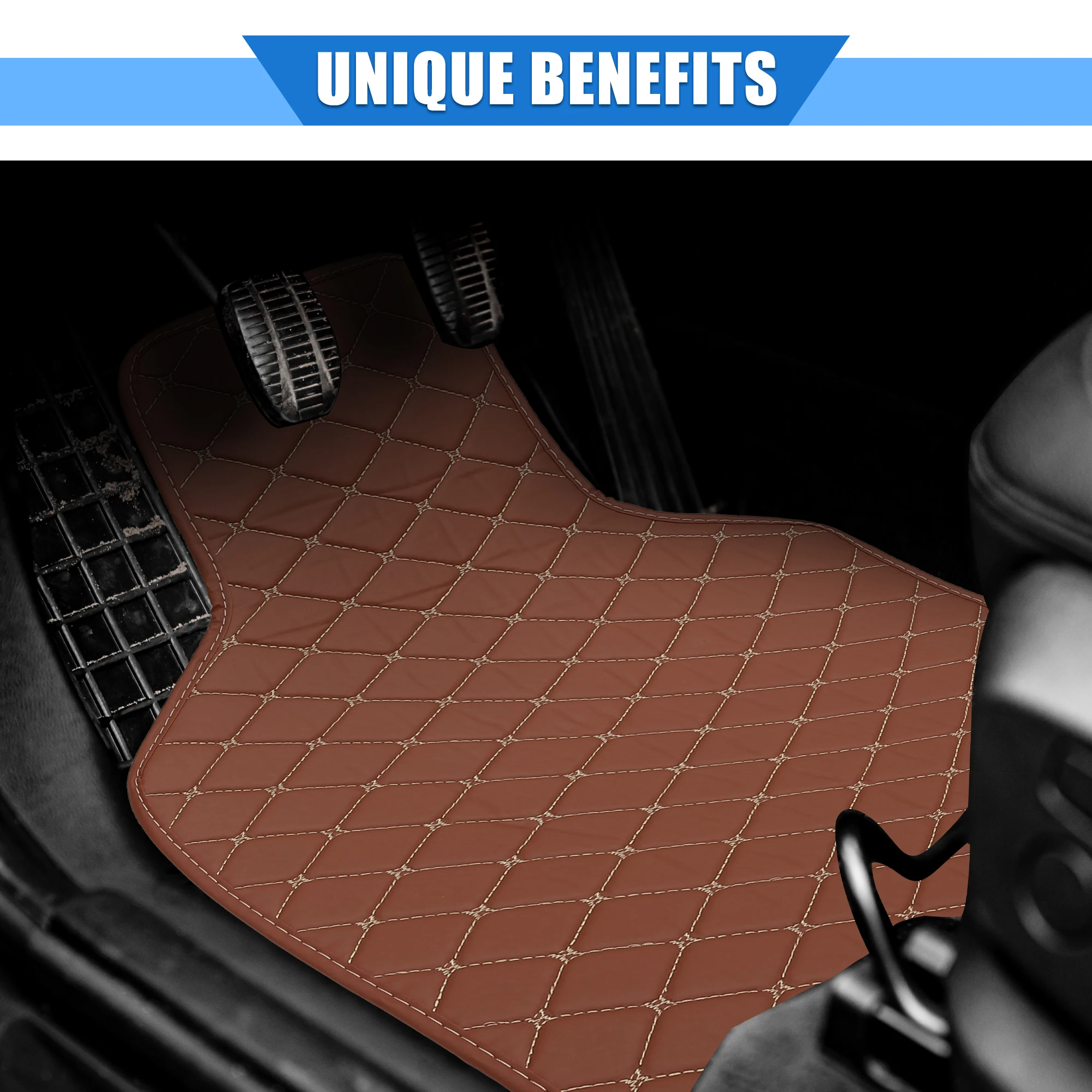 UXCELL Car Floor Mats Kit Carpet Floor Mat Protection Universal for Car Truck Sedan SUV Front Rear Floor Waterproof Faux Leather