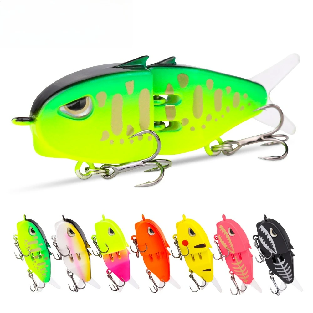 

60mm Micro Pencil Lure - Slow Sinking Dual Hooks Iridescent Bionic Bait for Snakehead Bass Mandarin Fish