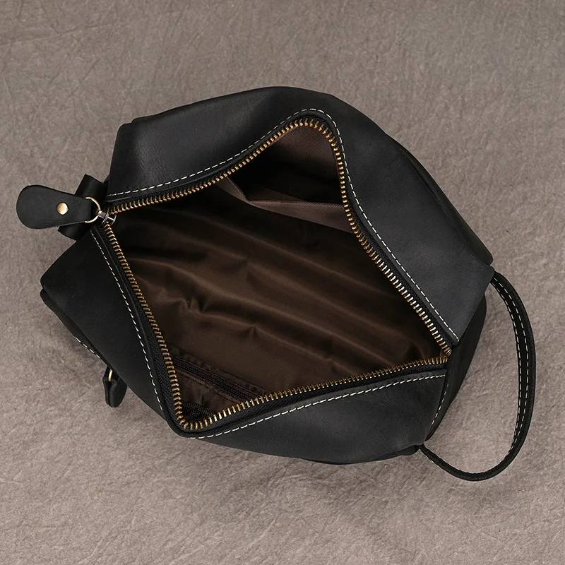 Genuine Leather Clutch real cowskin storage bag men male zipper Clutches genuine leather makeup bags water pen glasses bag