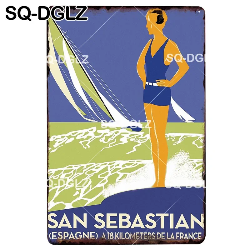 [SQ-DGLZ] SAN SEBASTIAN City Plaques Metal Signs Vintage Home Decor Tin Signs Pub Plates Metal Crafts Painting Art Poster