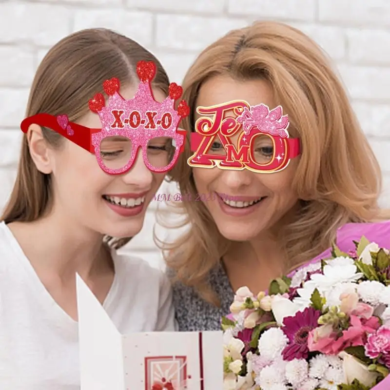 49ME Paper Valentines Day Eyeglasses Valentines Glasses Photo Booth Props Birthday Gifts,Valentines Party Supplies Gifts