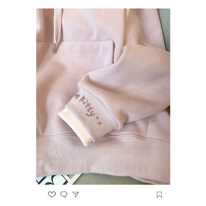 Felpa con cappuccio ispessita calda da donna in velluto ricamato casual allentato alla moda
