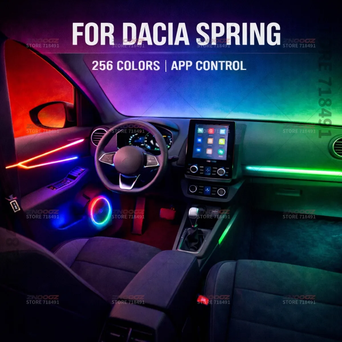 22in1 RGB Car Interior Acrylic Car Ambient Lights RGB Hidden Acrylic Strip Decoration Atmosphere Accessories For Dacia Spring