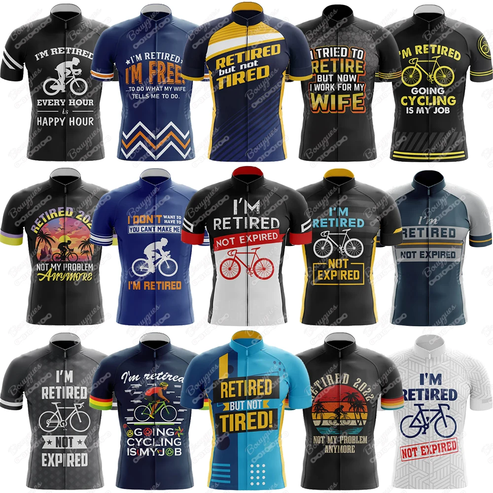 Retired Series Cycling Jersey For Men Short Sleeve Reflective MTB Maillot Downhill Pro Team Mountain Bicycle Clothing  Summer