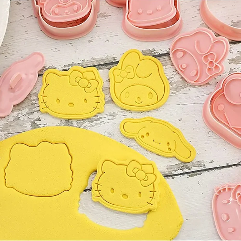 Sanrio Cookie Mold Hello Kitty Kuromi Snoopy Pikachu Cartoon 3D Fruit Cutter Model Toys Kitchen Party Baking Tools Accessories