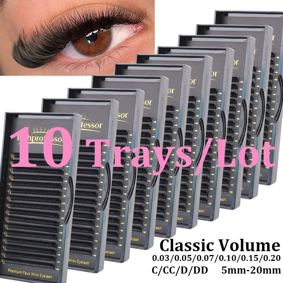 

Lashprofessor 10Trays/Lot Matte Black Classic Lashes Eyelash Extension Faux Mink Premium Lash Russian Volume For Makeup Cilios