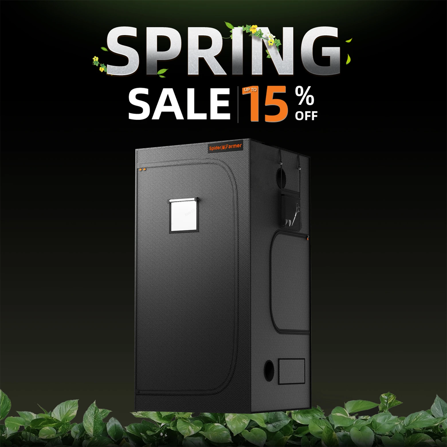 

Spider Farmer 90cm x 90cm x 180cm Indoor Grow Tent 1680D Hydroponic Plant Room for Optimal Plant Growth & Climate Cont