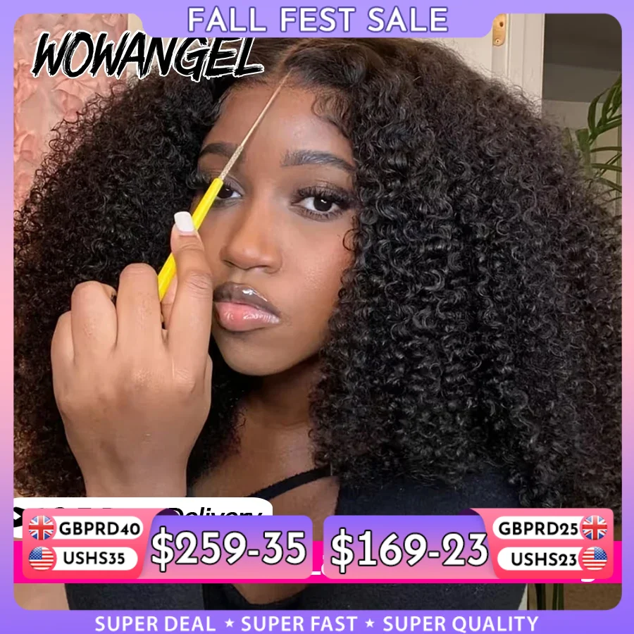 300% Hochdichte Afro Kinky Curly Perücken Vorgeschnitten 5x5 HD Lace Closure Perücke Vorgezupft Gebleichte Knoten Klebstofffreie Perücken 100% Echthaar