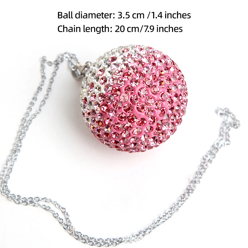 Bling Car Decor Crystal Ball Hanging Rear View Mirror Charm Rhinestone Ornament Accessories for Women