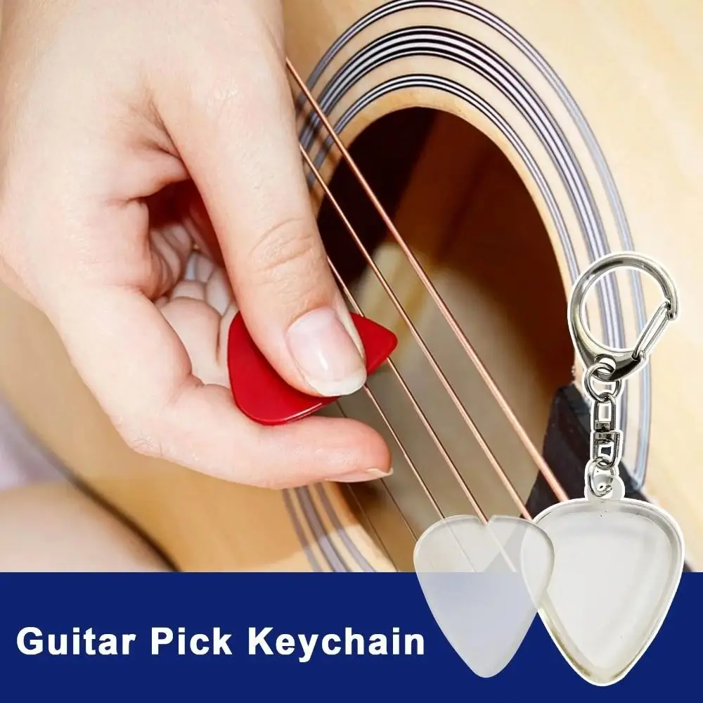 Durable Clear Guitar Pick Holder Heart-Shaped with Keyring Plectrum Storage Box Acrylic Guitar Pick Organizer Performance