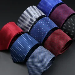Classic Dot Geometry Men Ties Red Blue Black Jacquard 7cm Necktie  Fashion Party Wedding Business Slim Suit Shirt Accessories