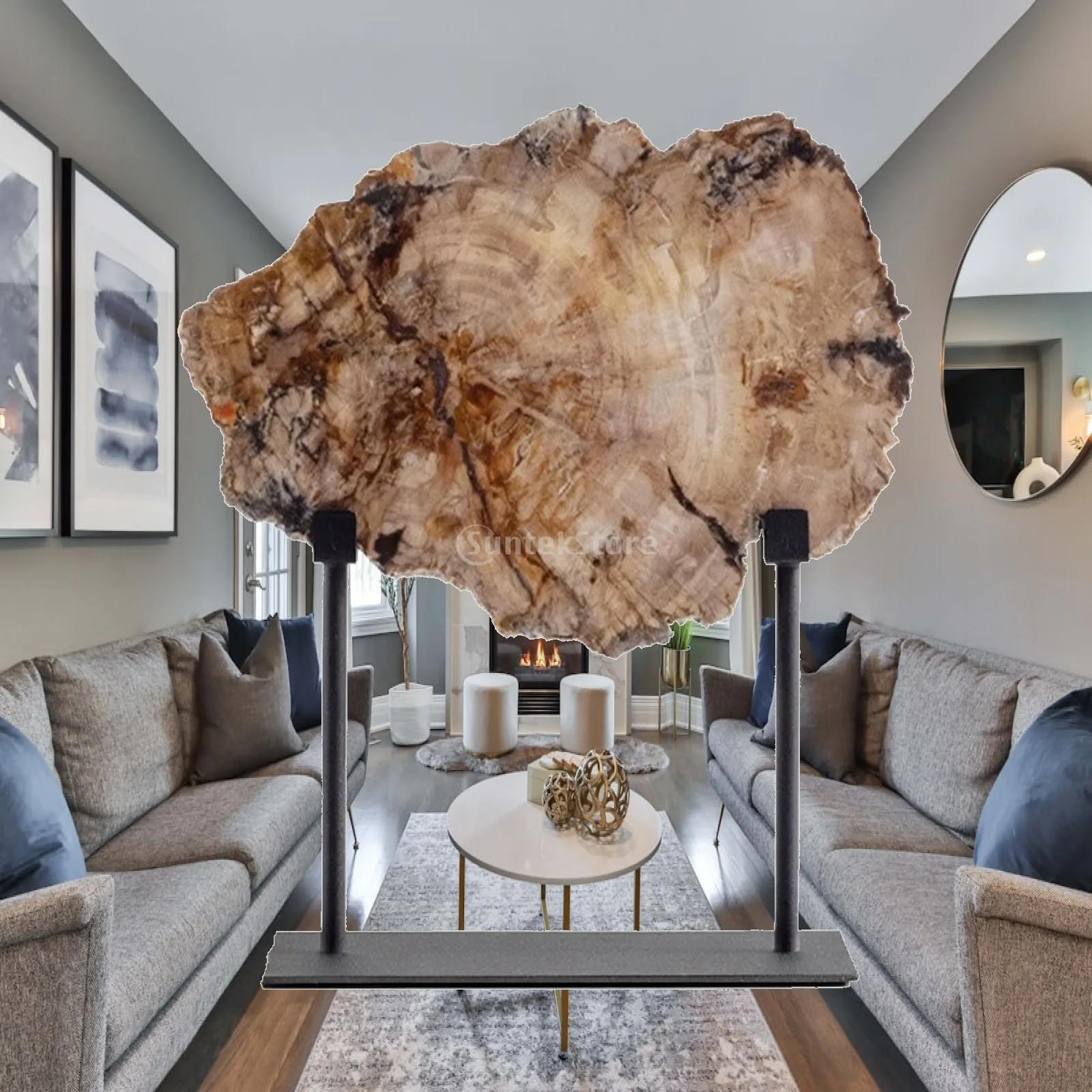 ornement-decoratif-en-pierre-plaque-de-bois-petrifie-d'inspiration-naturelle-sur-support-metallique-plaque-de-pierre-naturelle-avec-support-metallique-noir-autoportant