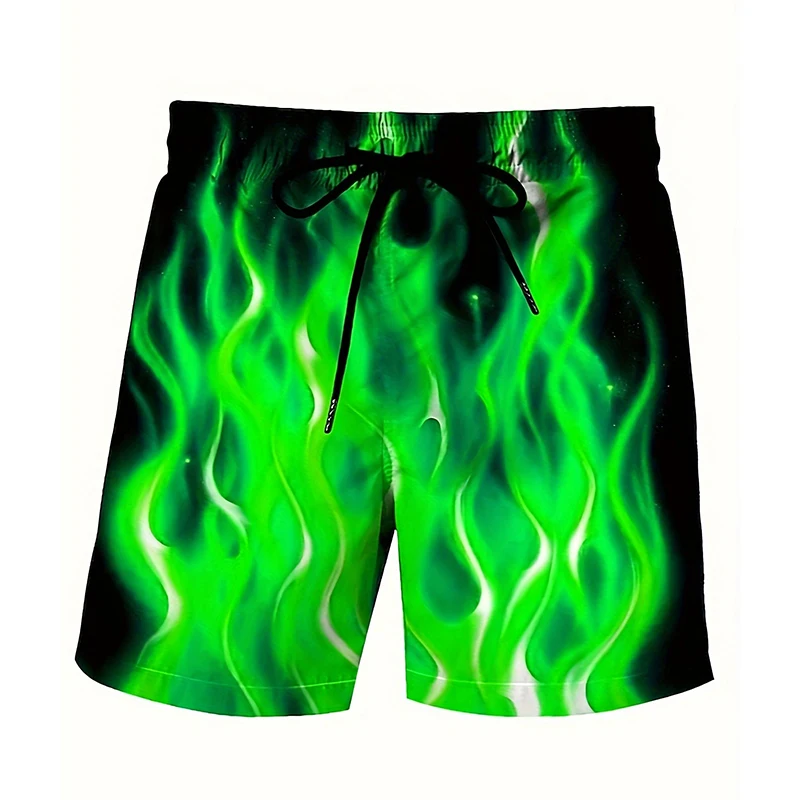 Flame Print Children Shorts Summer Boys Swimming Trunks For Kids Beach Shorts Cartoon Swimsuit Shorts Baby Swimwear Boy Clothes