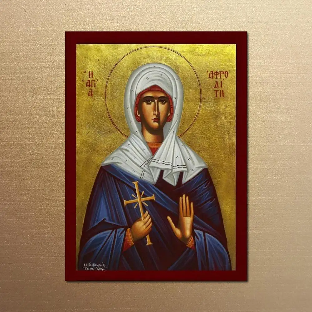 Imágenes en lienzo de icono de Saint Aphrodite, arte de pared impreso, obra de arte gótica, pintura, carteles, regalo religioso, decoración del hogar enmarcada