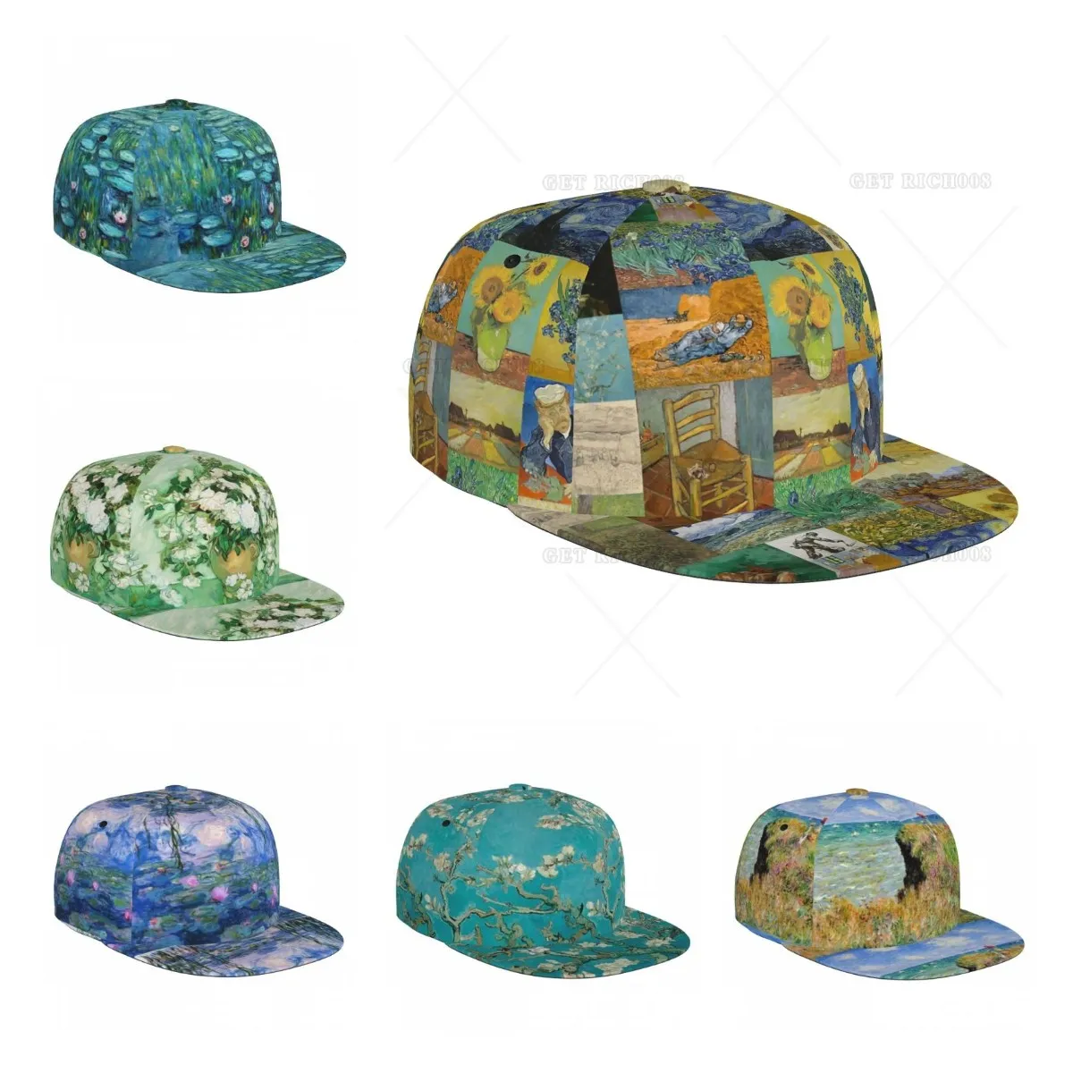 

Van Gogh Painting Flat Baseball Cap Hiphop Sun Visor Unisex Adjustable Print One Size Trucker Hat All Seasons