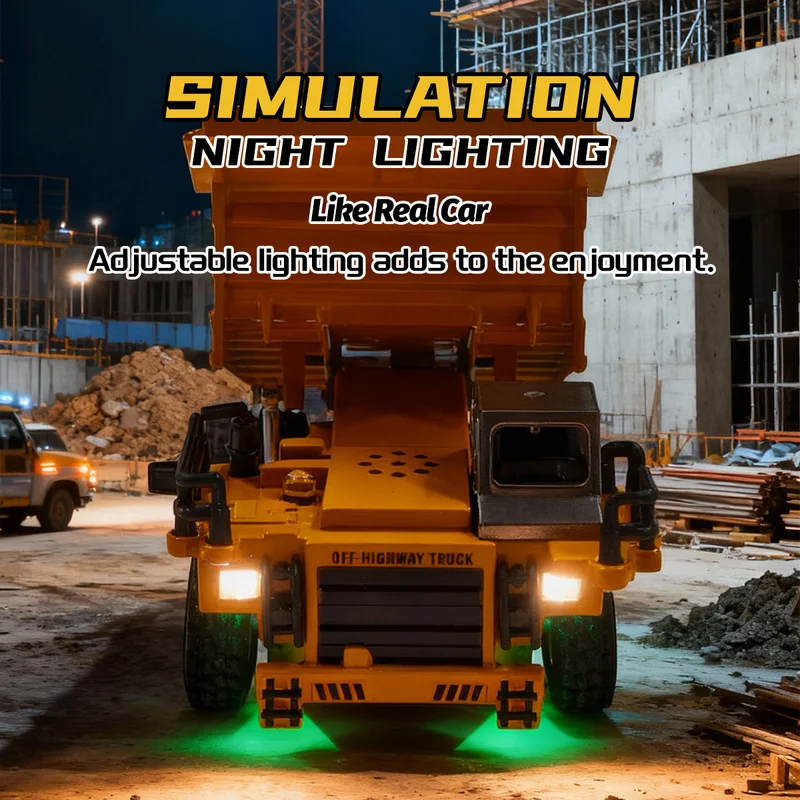 1/64 スケール リモートコントロールおもちゃの車 ダンプトラックモデル - エンジニアリング車両 卓上コレクション 男の子へのギフト