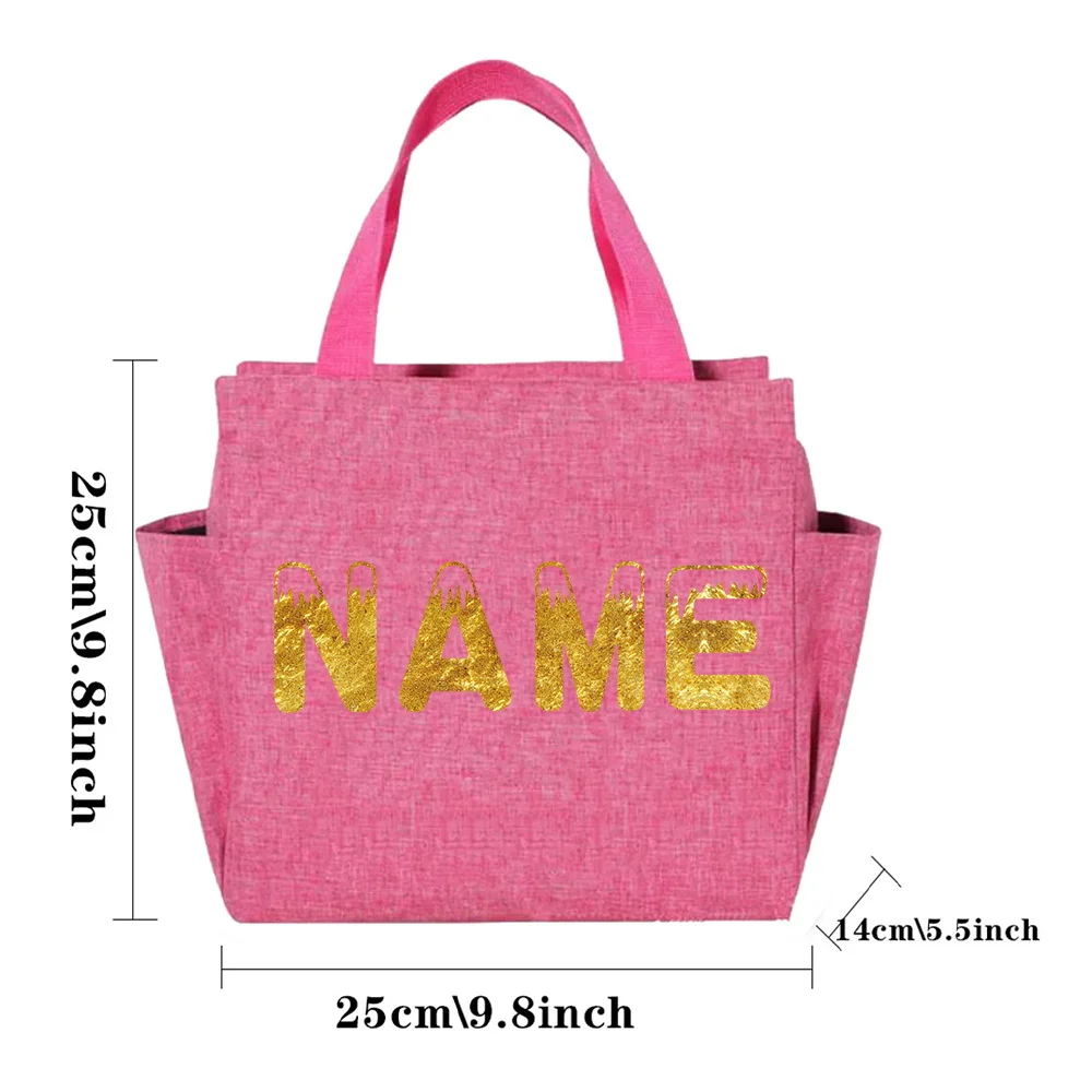 Customized Name Insulated Lunch Bag Personalized Aluminum Foil Bento Lunch Bag Portable Insulated Picnic Food Bag